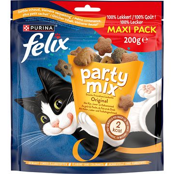 Foto van Felix® party mix original met kip, lever & kalkoensmaak kattensnacks 200g bij jumbo