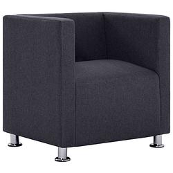 Foto van The living store fauteuil kubus stof donkergrijs - fauteuil