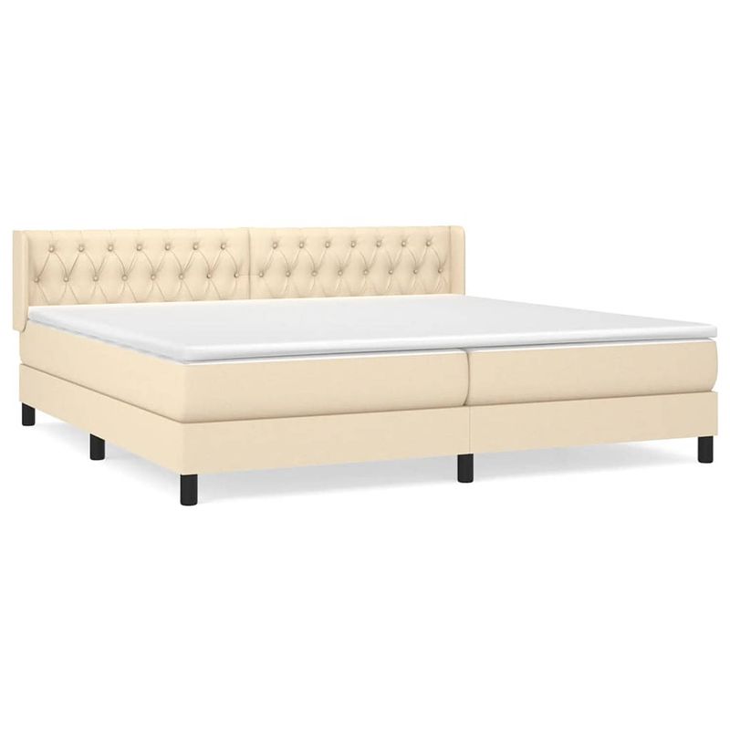 Foto van The living store boxspringbed - x - bed - 203x203x78/88 cm - crème - pocketvering matras - middelharde ondersteuning -