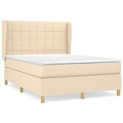 Foto van The living store boxspring bed - crème - 203 x 147 x 118/128 cm - pocketvering matras - middelharde ondersteuning -