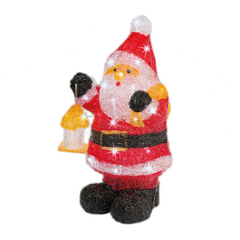 Foto van Kerstverlichting led figuren voor buiten kerstman 24 x 20 x 46 cm met 40 lampjes helder wit - kerstverlichting figuur