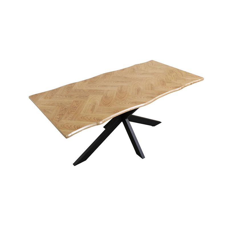 Foto van Eettafel langwerpig visgraat 180cm otis bruin langwerpige eettafel