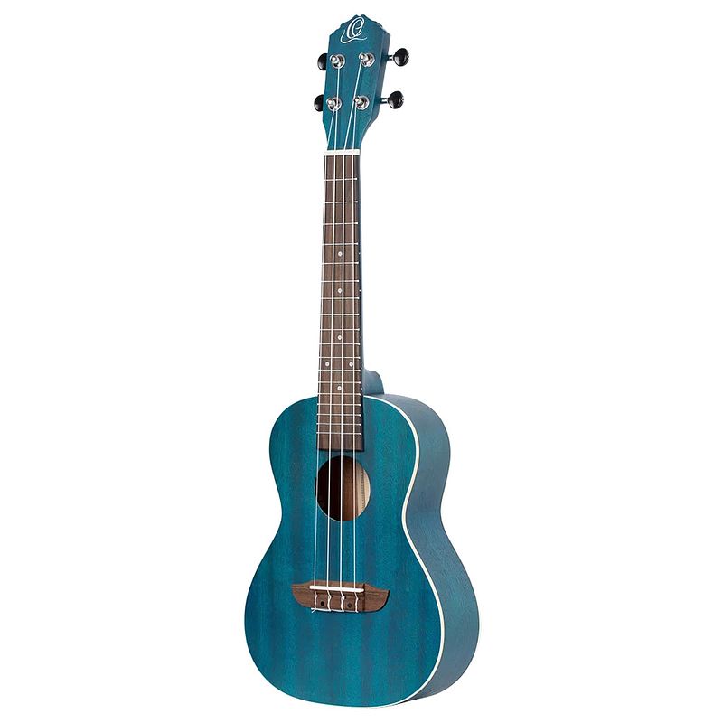 Foto van Ortega ruocean-l earth series concert size ukulele ocean blue linkshandige concert ukelele