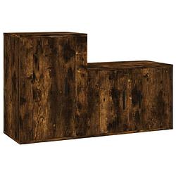 Foto van The living store - tv-meubel set - gerookt eiken - 57x34.5x40cm/40x34.5x60cm