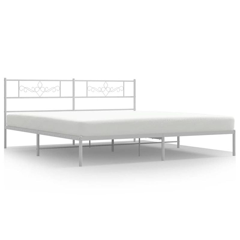 Foto van Vidaxl bedframe met hoofdbord metaal wit 180x200 cm