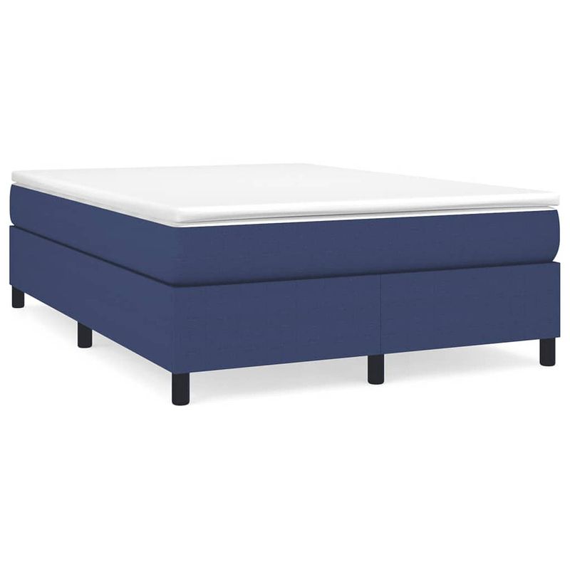 Foto van The living store boxspringbed - blauw - 203 x 140 x 35 cm - pocketvering matras