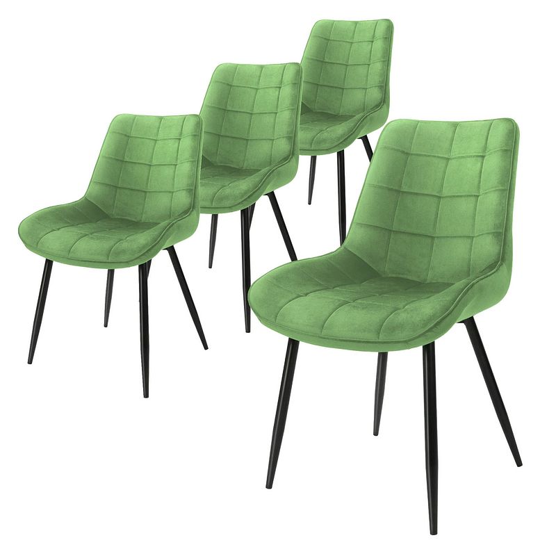 Foto van Ml-design set van 4 eetkamerstoelen met rugleuning, groen, keukenstoel met fluwelen bekleding, gestoffeerde stoel