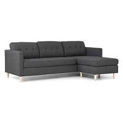 Foto van Mars 3-zitsbank met chaise longue links stof donkergrijs.