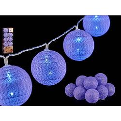 Foto van Krist+ verlichting snoer - 10 bollen - lila paars - 150 cm- batterij - lichtsnoeren