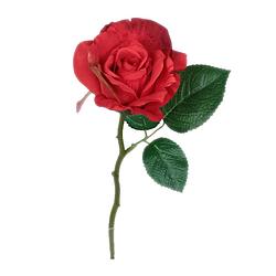 Foto van Mica decorations kunstbloem roos emy - rood - 31 cm - kunststof steel - bloemen - kunstbloemen
