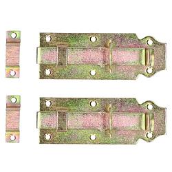 Foto van Deltafix schuifslot/hangslotschuif - 2x - 12 x 4.5cm - geel verzinkt staal - deur - schutting - hek - grendels