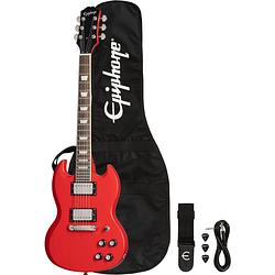 Foto van Epiphone power players sg lava red 7/8 elektrische gitaar met gigbag, strap, kabel en plectrums