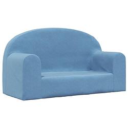 Foto van The living store kindersofa - pluche - blauw - 84 x 34 x 45.5 cm - afneembare hoes - schuimvulling