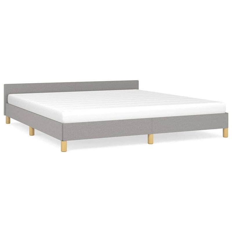 Foto van The living store bedframe - lichtgrijs - 203 x 183 x 50 cm - multiplex lattenbodem