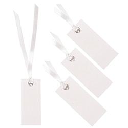 Foto van Santex cadeaulabels met lintje - set 120x stuks - wit - 3 x 7 cm - naam tags - cadeauversiering