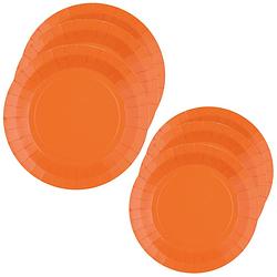 Foto van Feest/verjaardag bordjes set - 40x stuks - oranje - 17 cm en 22 cm - feestbordjes