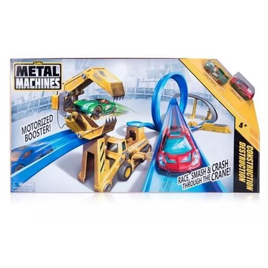 Foto van Metal machines construction destruction set, racebaan met diecast auto