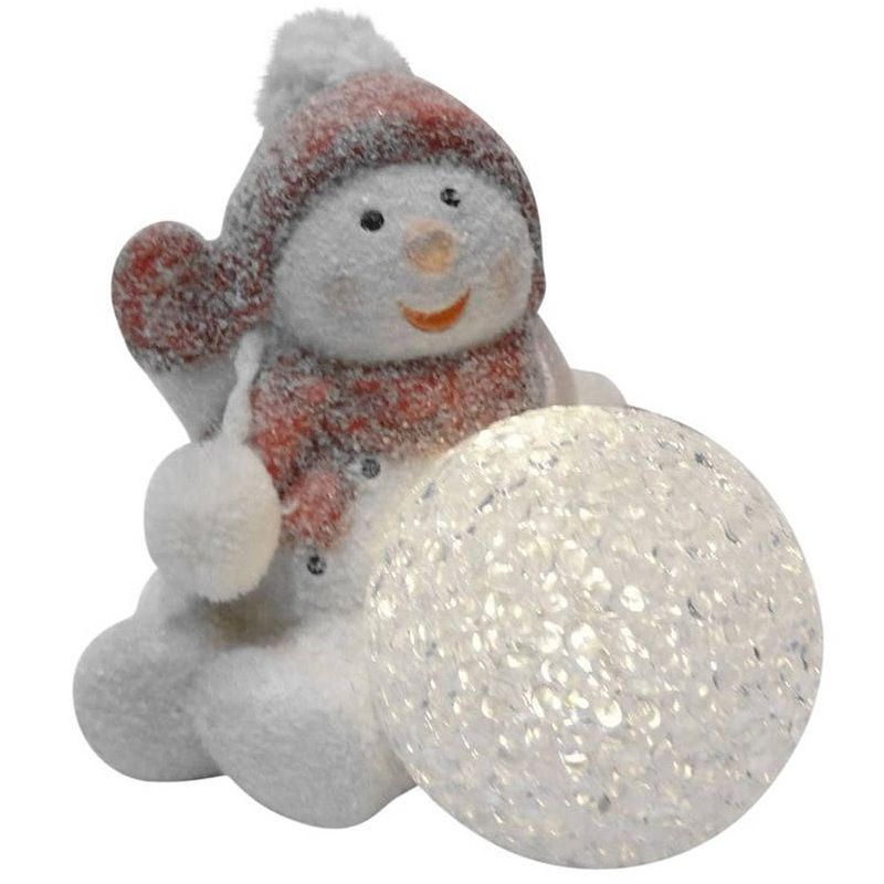 Foto van Peha kerstfiguur sneeuwman led 10 cm rood/wit