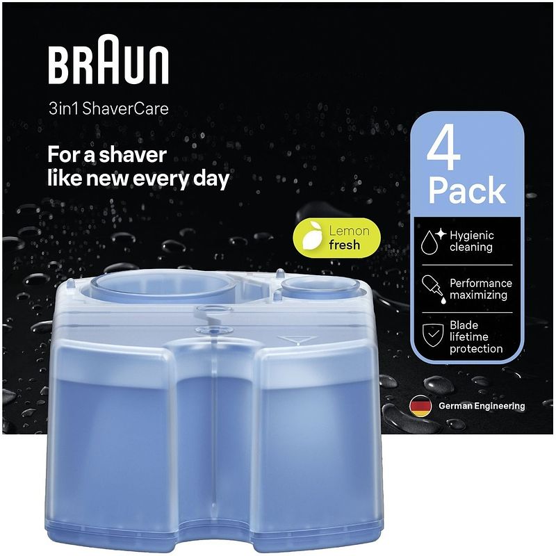 Foto van Braun 3-in-1 shavercare reiniger 4 pack scheerapparaat blauw