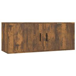 Foto van The living store televisiewandmeubel - klassiek - tv-kast - 100x34.5x40 cm - gerookt eiken