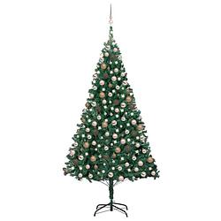 Foto van Vidaxl kunstkerstboom met led's en kerstballen 210 cm pvc groen