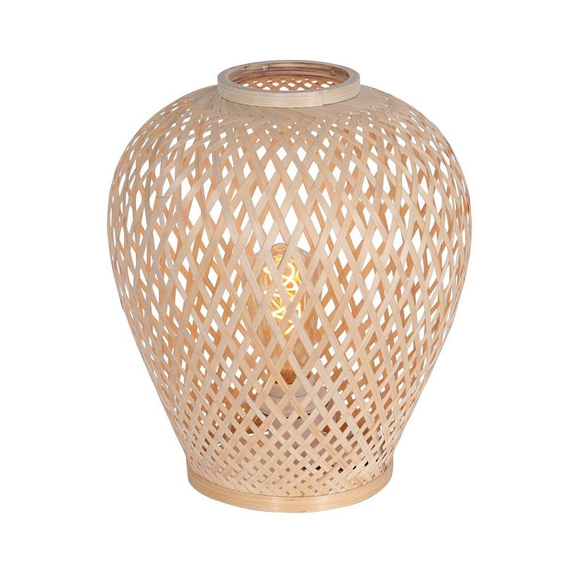 Foto van Anne lighting tafellamp maze h 30 cm bamboe beige