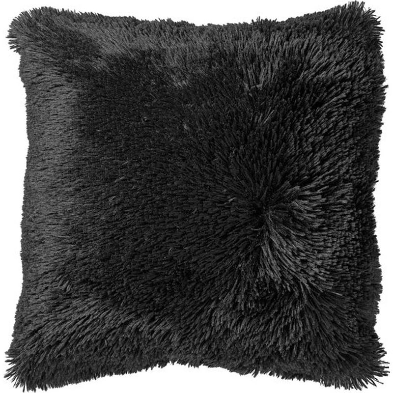 Foto van Dutch decor fluffy - kussenhoes unikleur raven 60x60 cm - zwart - zwart