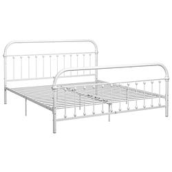 Foto van The living store metalen bedframe - 213 x 191 x 109 cm - wit - massieve constructie - metalen lattenbodem - montage