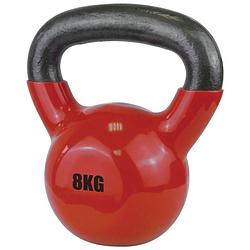 Foto van Urban fitness kettlebell 8 kg staal/vinyl zwart/rood