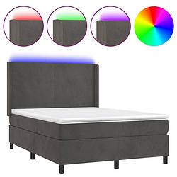 Foto van The living store boxspring donkergrijs fluweel 140x190 - led matras