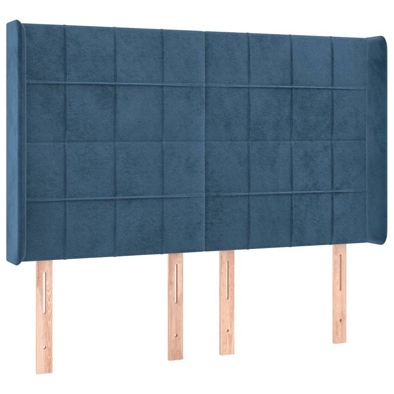 Foto van Vidaxl hoofdbord met randen 147x16x118/128 cm fluweel donkerblauw