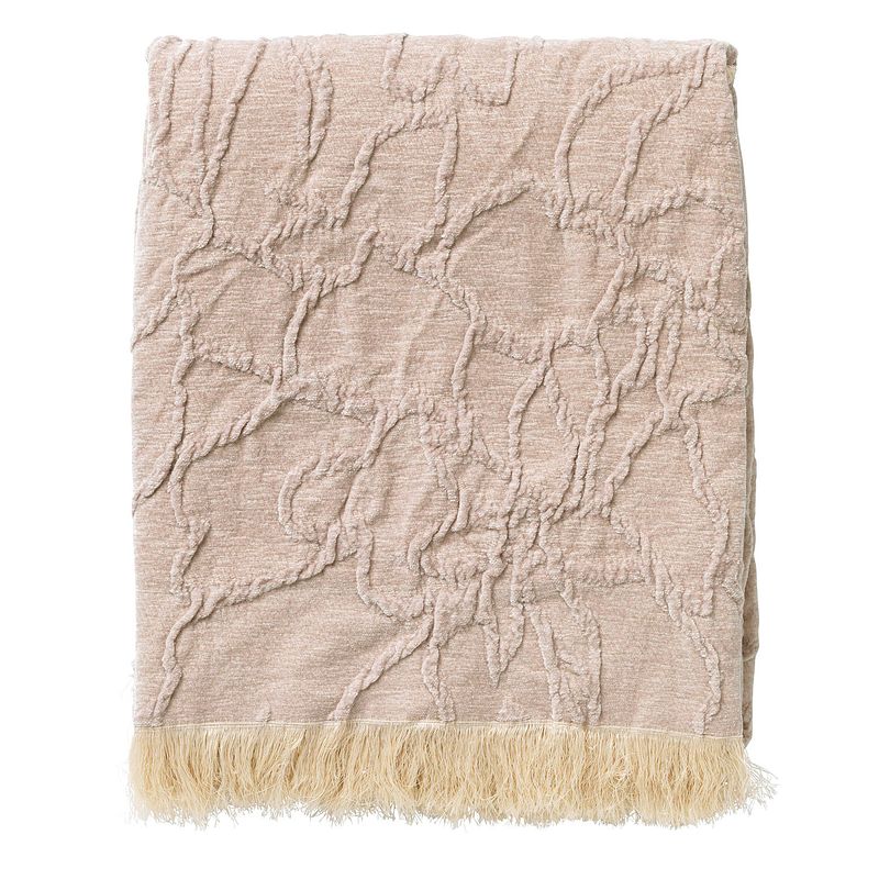 Foto van Dutch decor florine - plaid met patroon 140x180 cm pumice stone - beige - beige