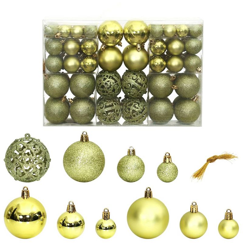 Foto van Vidaxl kerstballen 100 st 3/4/6 cm lichtgroen