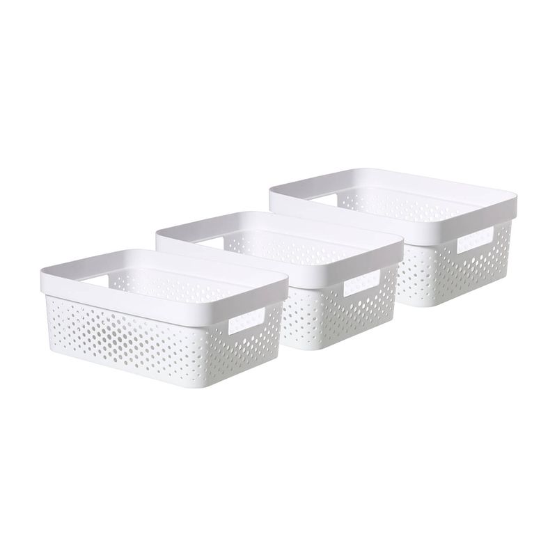 Foto van Curver infinity recycled dots opbergbox - 11l - 3 stuks - wit