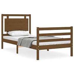 Foto van The living store massief grenenhout bedframe - 205.5 x 95.5 x 100 cm - multiplex lattenbodem