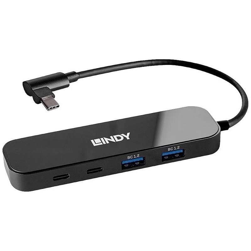 Foto van Lindy 4 poorten usb-c® (usb 3.2 gen 2) multiport hub zwart