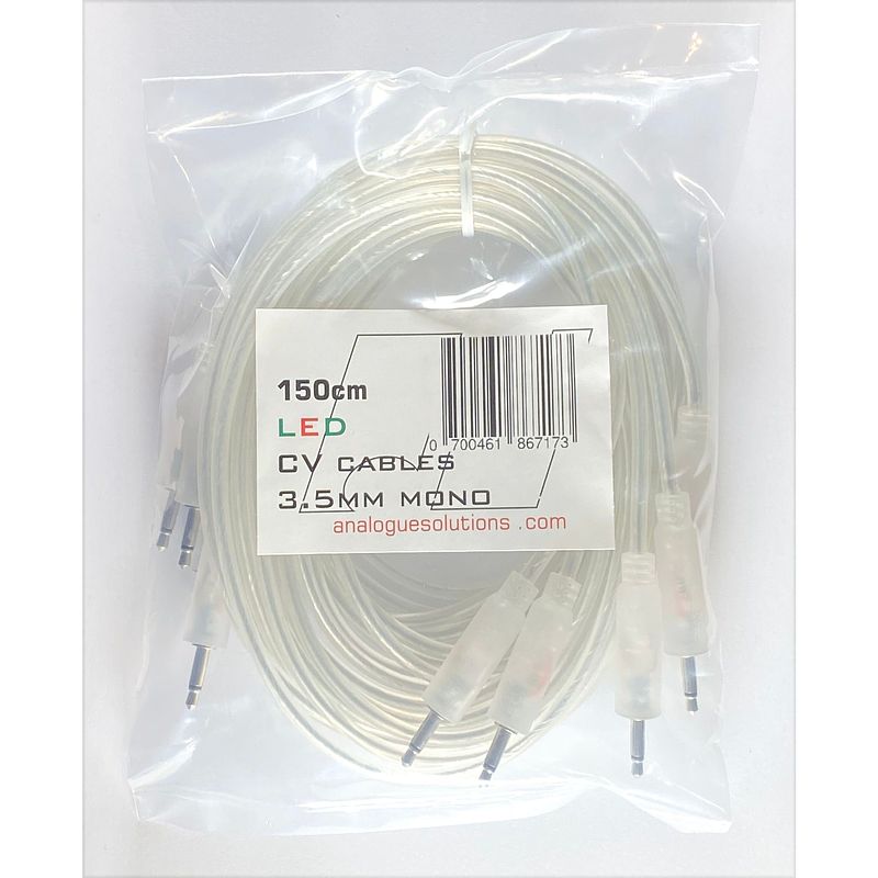 Foto van Analogue solutions led cv cable 150 cm patchkabels met lichtgevende pluggen (5 stuks)