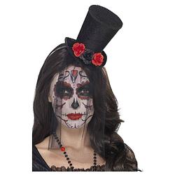 Foto van Horror haarband/diadeem day of the dead met mini hoge hoed - verkleedhaardecoratie