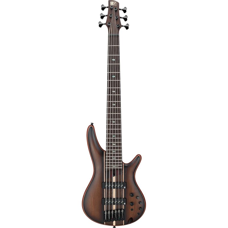 Foto van Ibanez sr1356b soundgear premium dual mocha burst flat 6-snarige elektrische basgitaar met gigbag