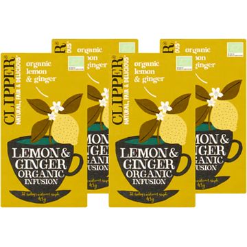 Foto van Clipper lemon & ginger organic infusion 4 x 20 stuks bij jumbo