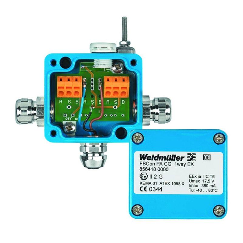 Foto van Weidmüller fbcon pa cg/m12 1way ex 8564150000 passieve sensor/actorbox profibus-pa standaardverdeler eex(ia) 1 stuk(s)