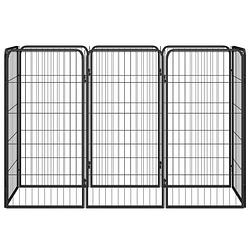 Foto van Infiori hondenkennel 8 panelen 50x100 cm gepoedercoat staal zwart