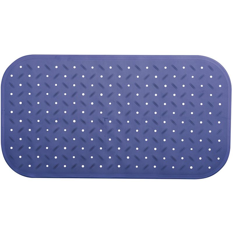 Foto van Msv douche/bad anti-slip mat badkamer - rubber - blauw - 36 x 76 cm - badmatjes