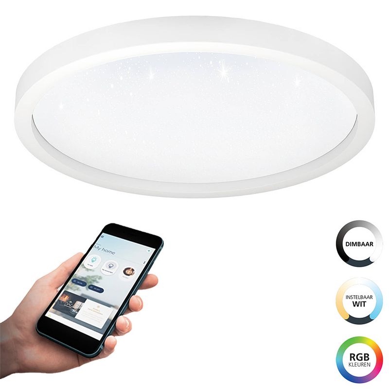 Foto van Eglo connect.z montemorelos-z smart plafondlamp - ø 57 cm - wit - instelbaar rgb & wit licht - dimbaar - zigbee