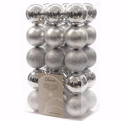 Foto van Elegant christmas kerstboom decoratie kerstballen 6 cm zilver 30 stuks - kerstbal
