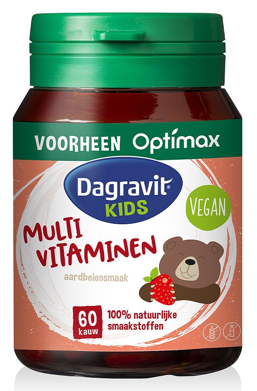 Foto van Dagravit kids natural multivitaminen aardbei kauwtabletten