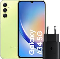 Foto van Samsung galaxy a34 128gb groen 5g + samsung snellader zwart