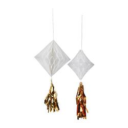 Foto van Honeycomb ruit met tassel - set van 2