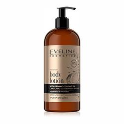 Foto van Eveline cosmetics organic gold regenerating - smoothing nourishing body lotion 500ml.