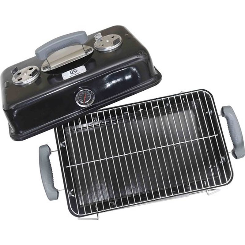 Foto van Ag to-go barbecue ø44 cm - houtskoolbarbecues - incl. thermometer - temperatuur roestvrij - compact -vierkante barbecue